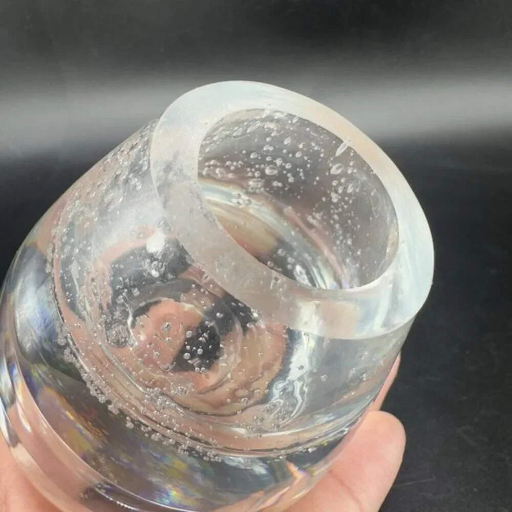 Clear Crystal Votive Candle Holder Made In Poland Small Bubbles Hollow‎ Bottom